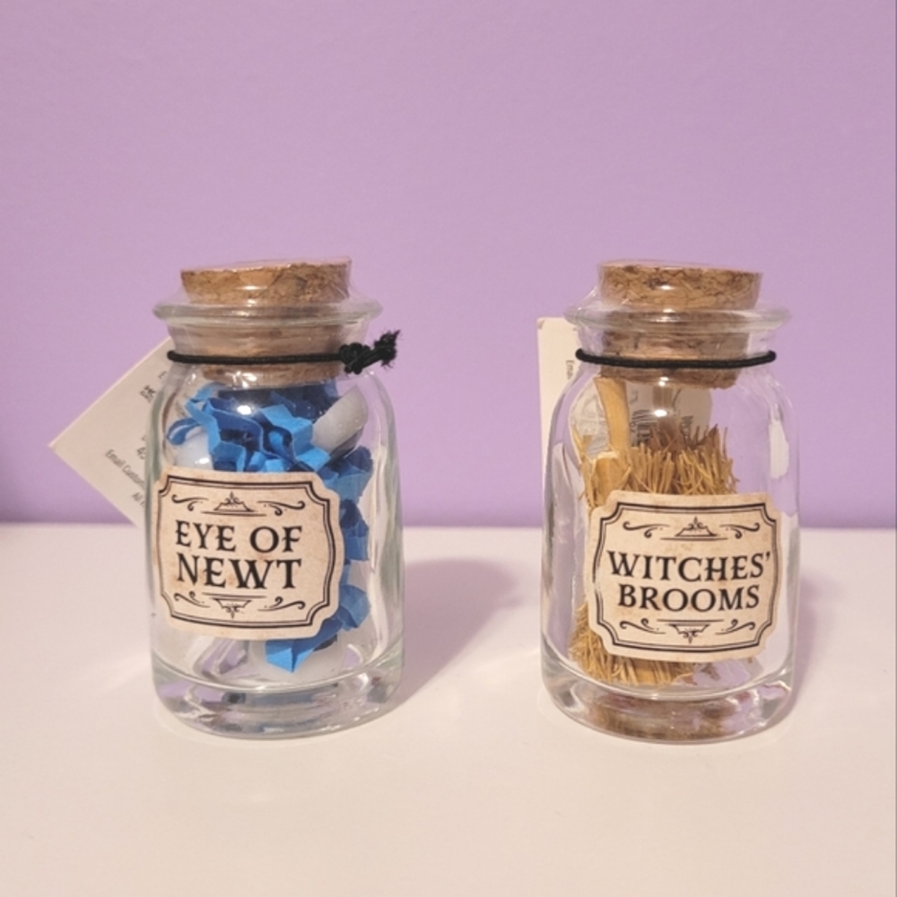 Witches' Brooms and Eye of Newt mini potion bottles 2022